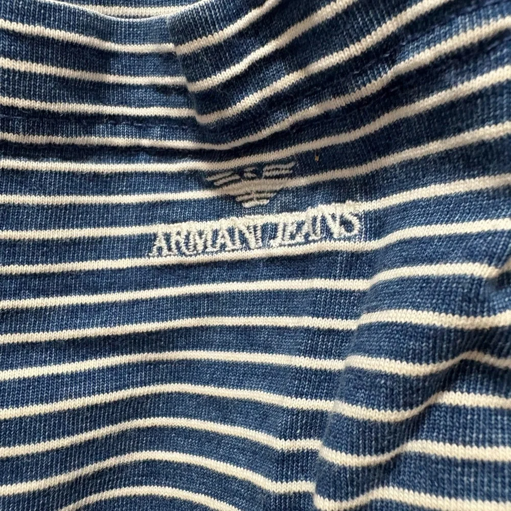 Armani Jean Navy Striped Fleece Drawstring Shorts Size Medium Pockets